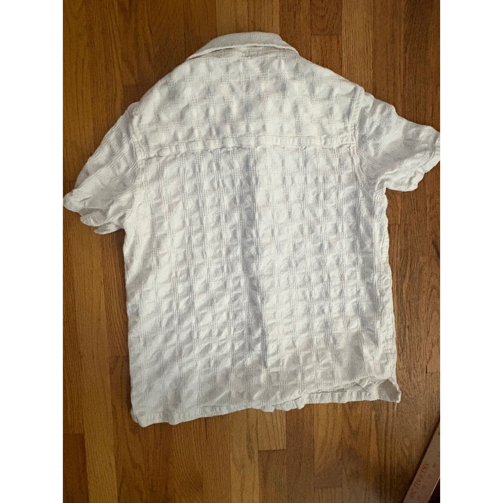 Common People Mens White Textured Short Sleeve Button Up Shirt Size M - Picture 5 of 5